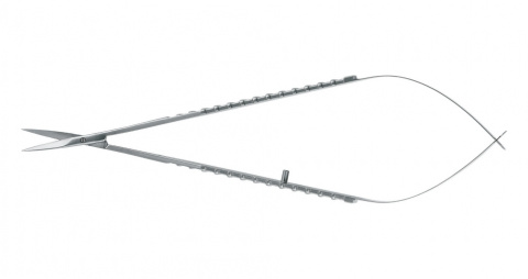 Микроножницы изогнутые для анастомоза с плоским лезвием 20,5 мм, общ. длина 165 мм