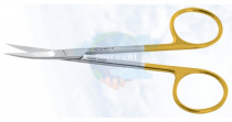 Ножницы Iris изогнутые, остроконечные с ТС вставками. Микрозубцы. Длина 11,5 см