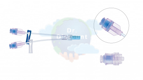 Линии инфузионные Safe Conekt - Duo на два подключения через луер-лок клапан – внутренний диаметр 1 мм, внешний диаметр 2 мм, длиной 12 см. (75 шт/уп.)