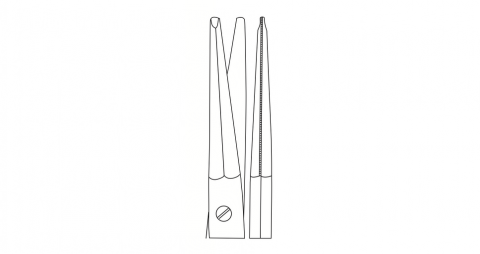 Ножницы Gorney с микрозубцами, прямые, тупоконечные, с ТС вставками, длина 20 см.
