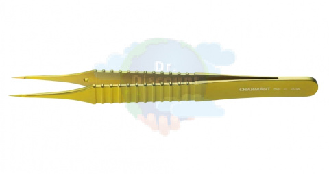 Микропинцет с прямой ручкой, кончик 0,2 мм, желтый, общ. длина 155 мм