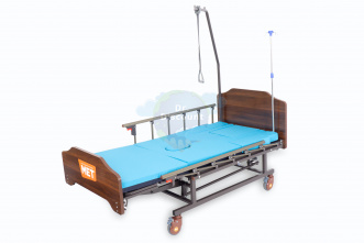 МЕТ REMEKS Медицинская кровать для ухода за лежачими больными с переворотом, туалетом и матрасом (управление слева)