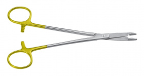 Иглодержатель хирургический Olsen-Hegar, прямой, с ножницами, с перекрестной насечкой, с ТС-вставками, длина 19 см