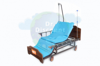 МЕТ REMEKS Медицинская кровать для ухода за лежачими больными с переворотом, туалетом и матрасом (управление справа)