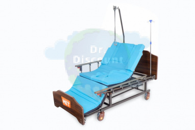 МЕТ REMEKS Медицинская кровать для ухода за лежачими больными с переворотом, туалетом и матрасом (управление справа)