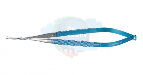 Микроножницы с круглой ручкой, закругленным кончиком, изогнутым лезвием 13,5 мм, прямые, общ. длина 130 мм