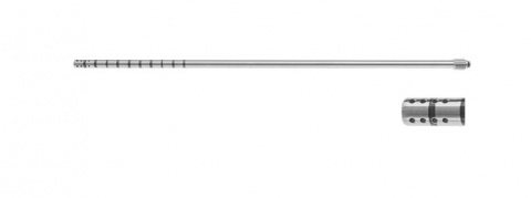 Трубка 340 мм, с маркерами глубины, с резьбой, для рукояток с 300-167-100, 4x4 отверстия на дистальном конце, 5 мм